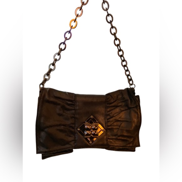 BCBG MAX AZRIA Leather Metallic Clutch Purse - Picture 2 of 8